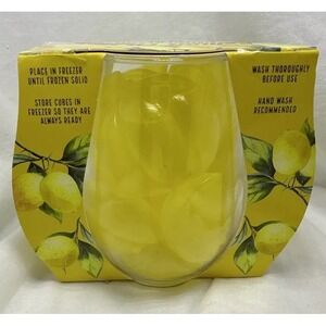 Lemon Chillers 24 PC Reusable Ice Cubes‎ Yellow Lemon Wedges & Unbreakable Glass